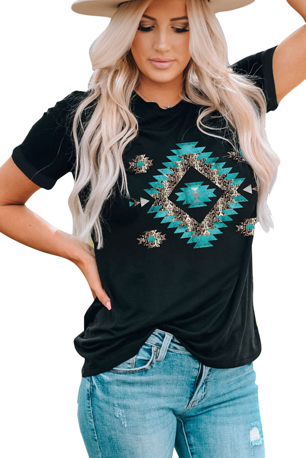 Western Printed Crewneck Graphic Tee