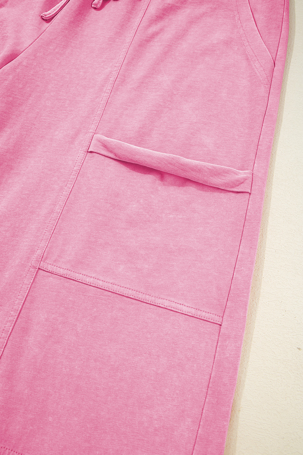 Black Mineral Wash Exposed Seam Wide Leg Cargo Pants