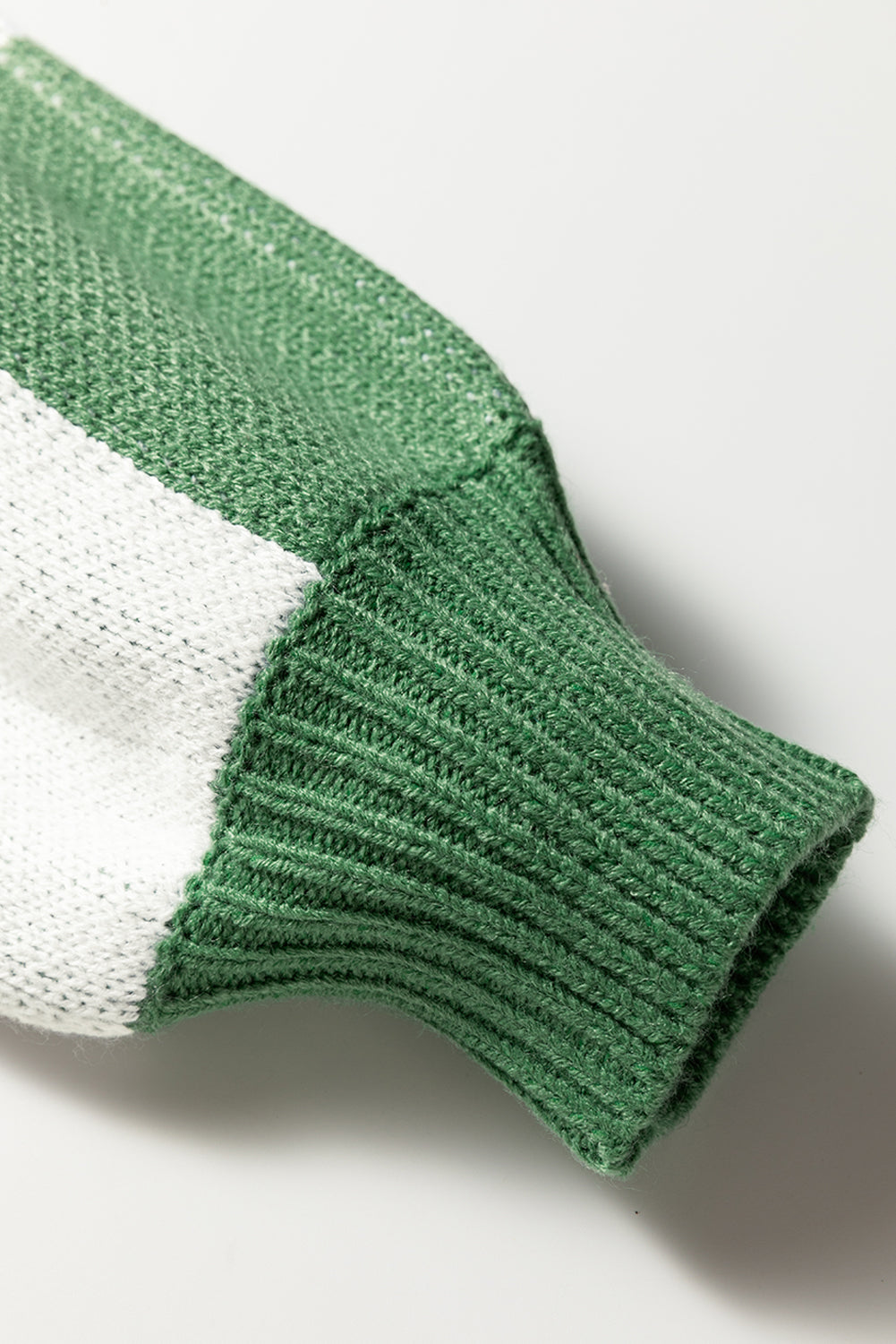 Mist Green Checkered V-Neck Collared Pullover Sweater