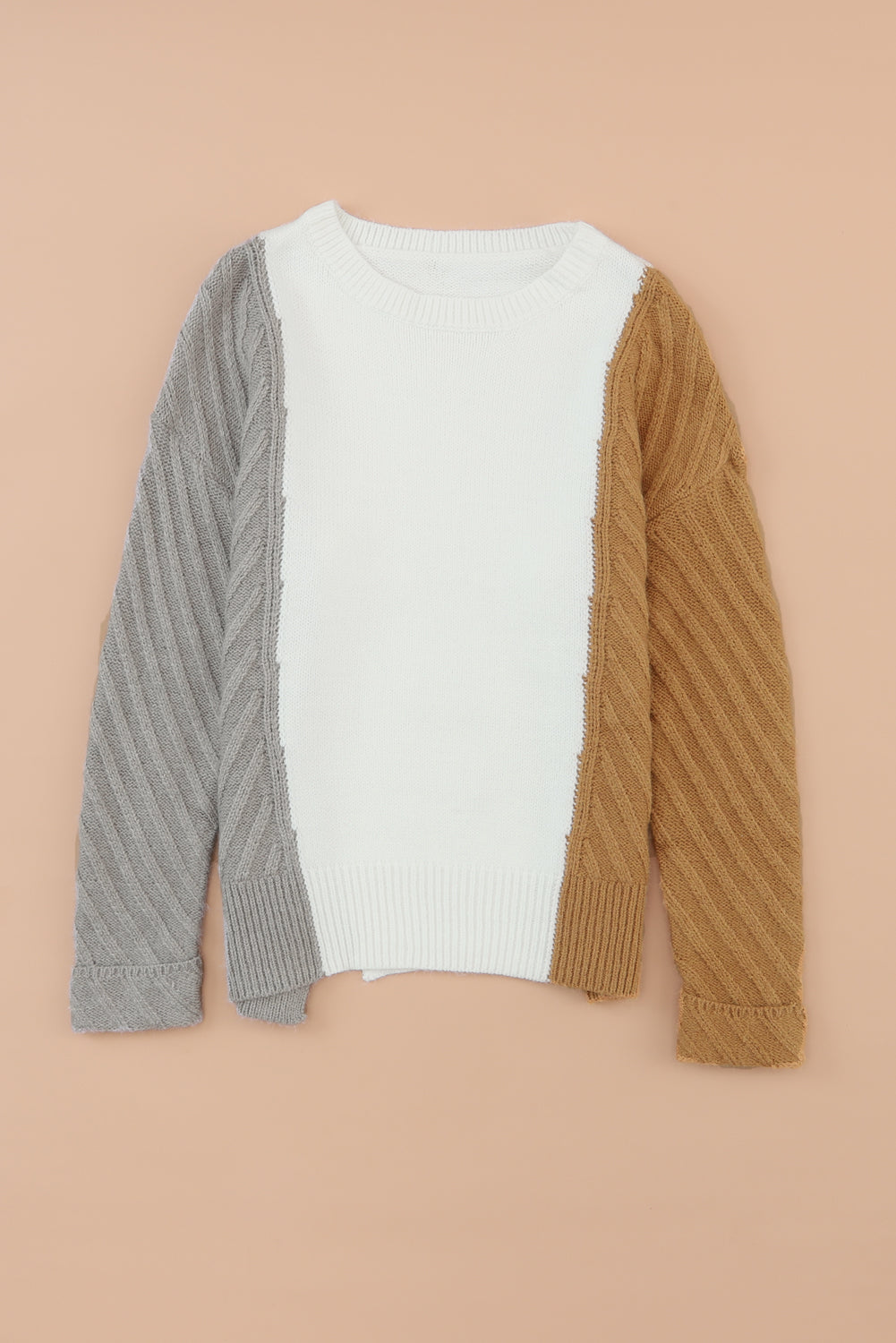 Color Block Textured Drop Shoulder Sweater