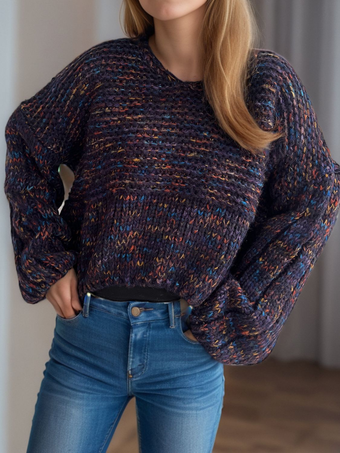 Dropped Shoulder Long Sleeve Sweater