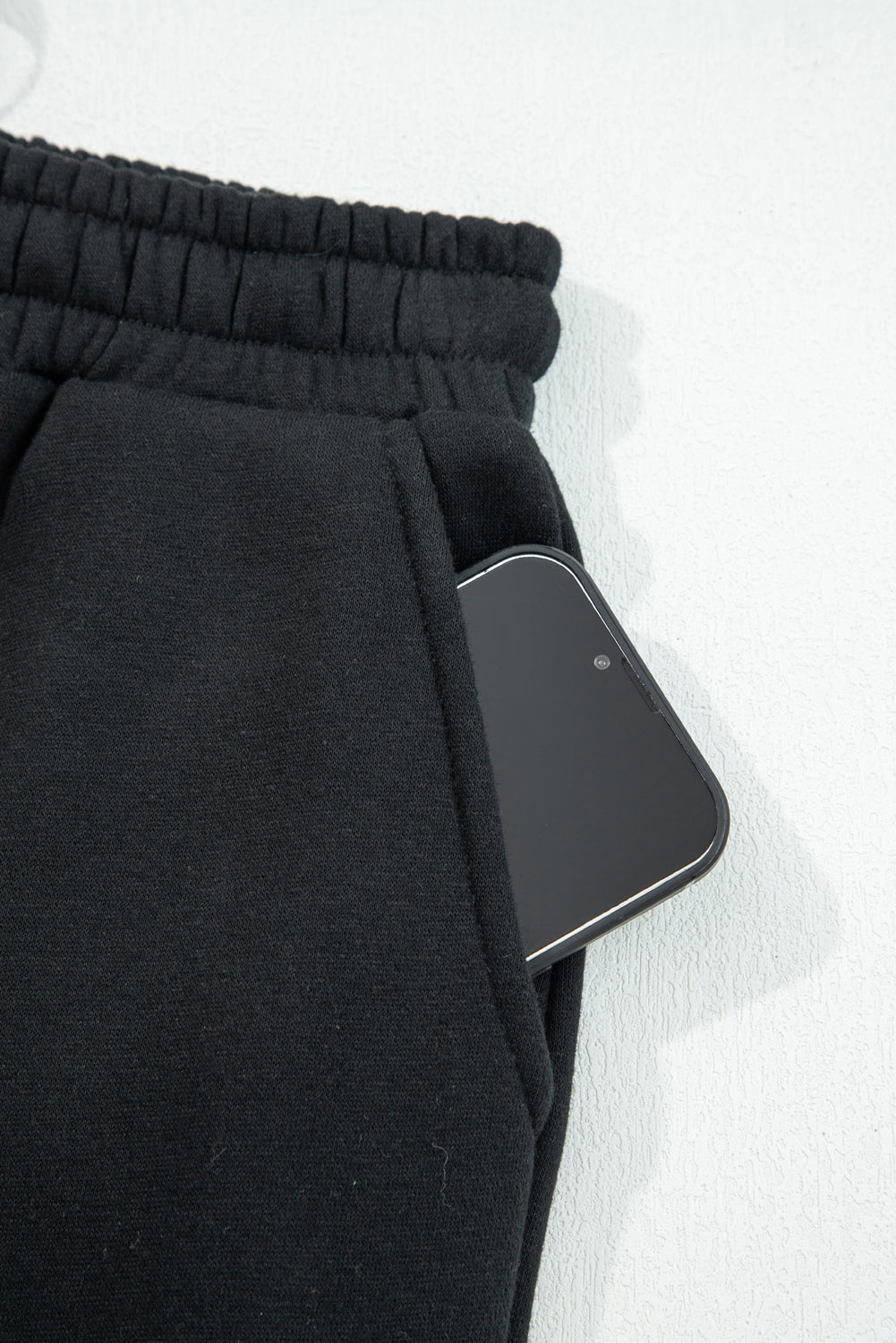 Black Leopard Drawstring Winter Fleece Pants