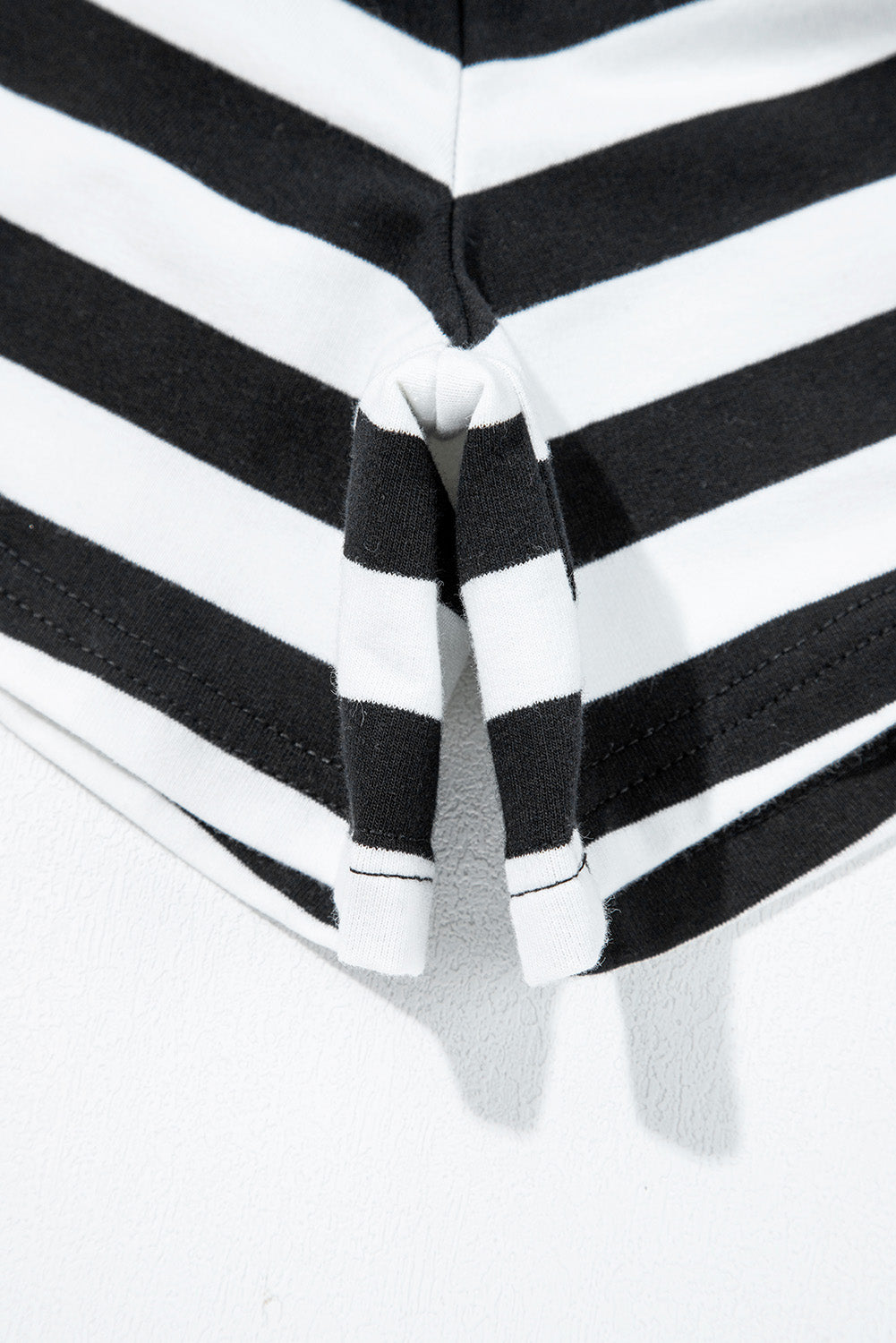 Gray Stripe Contrast Trim Long Sleeve Top and Shorts Set