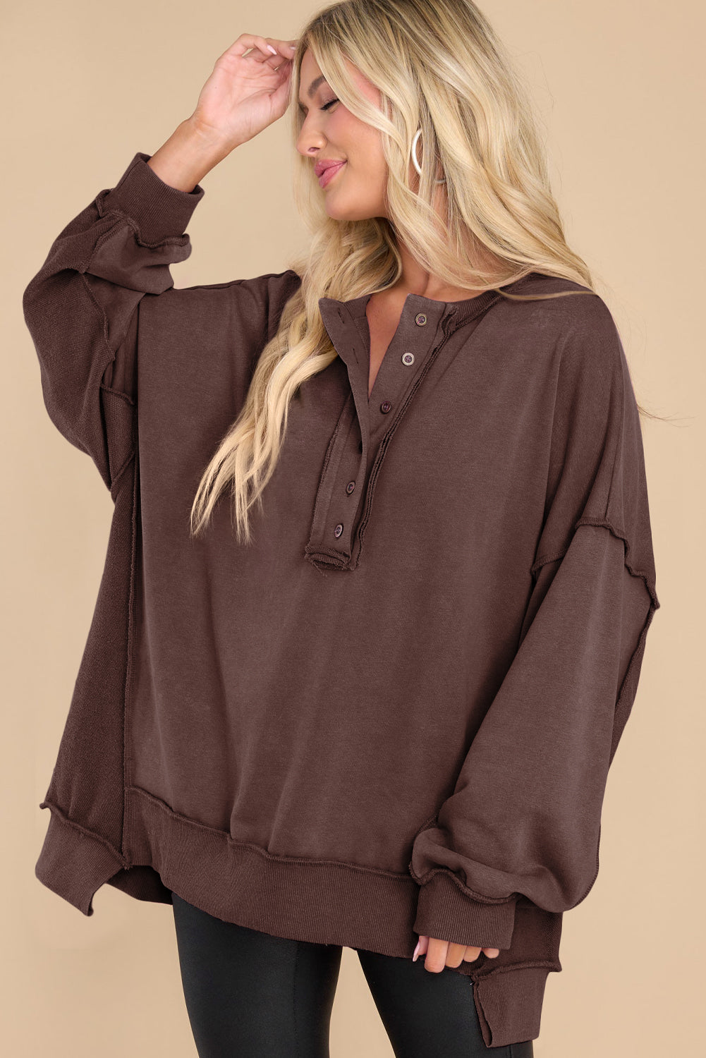 Exposed Seam Long Sleeve Sweatshirt