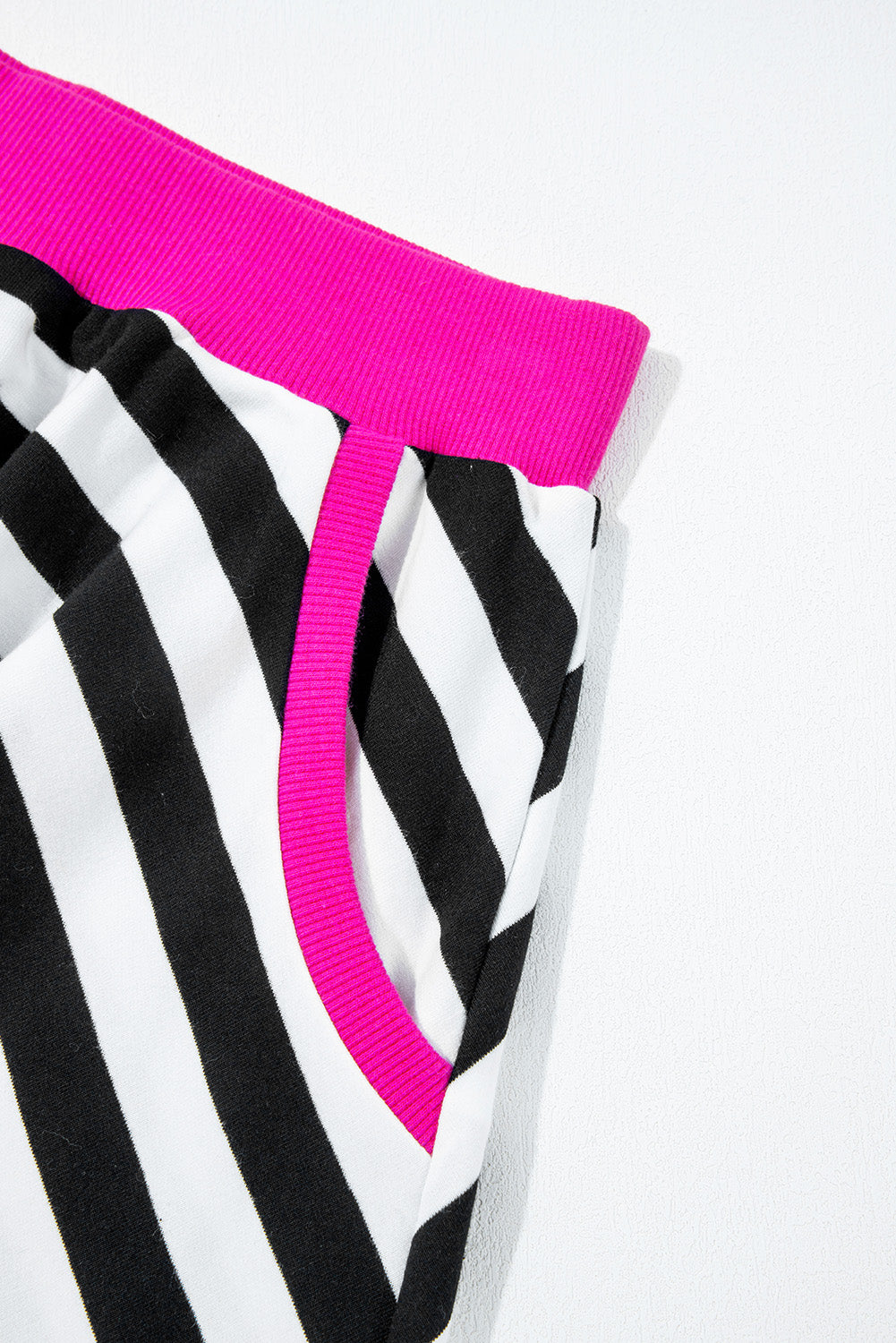 Gray Stripe Contrast Trim Long Sleeve Top and Shorts Set