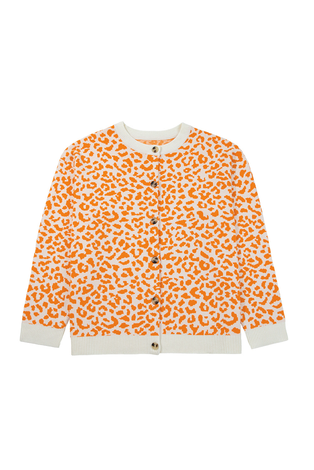 Khaki Leopard Drop Shoulder Knitted Cardigan