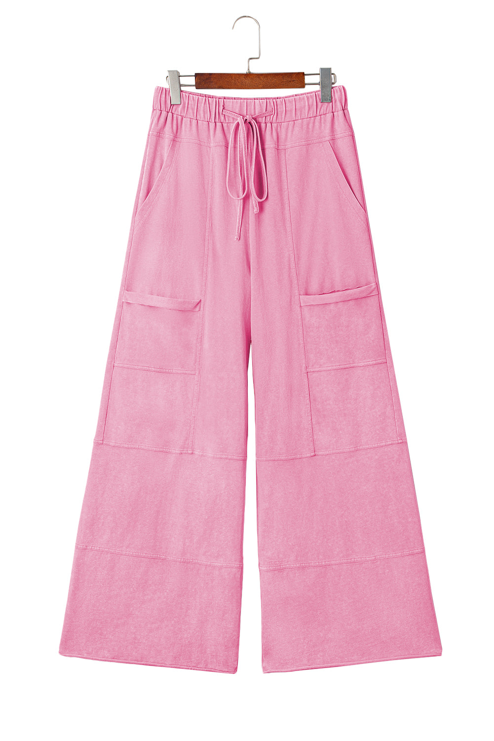 Black Mineral Wash Exposed Seam Wide Leg Cargo Pants