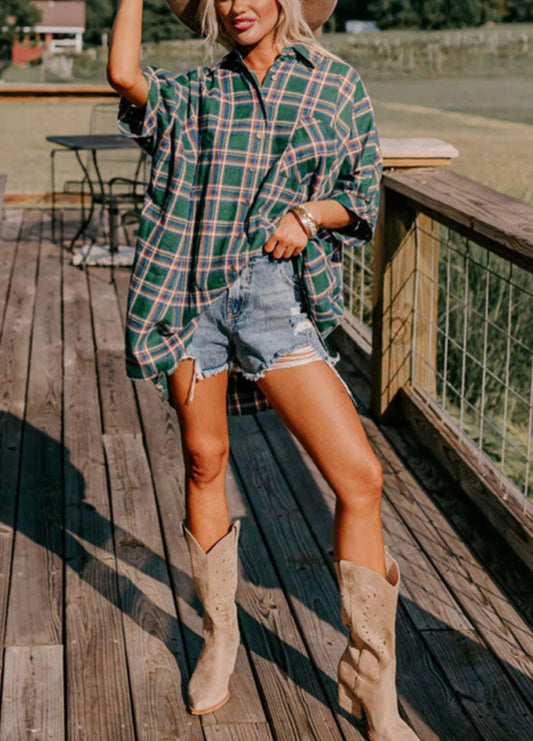 Crop sleeve flannel