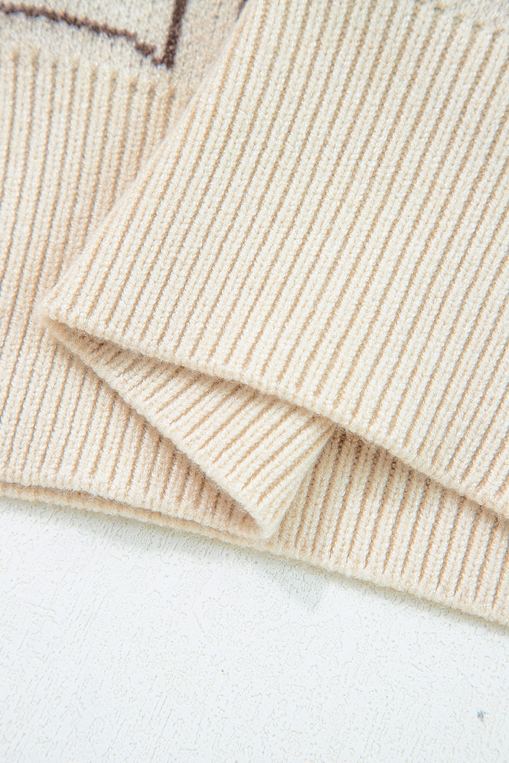 Brown Colorblock Bow Pattern Drop Sleeve Sweater