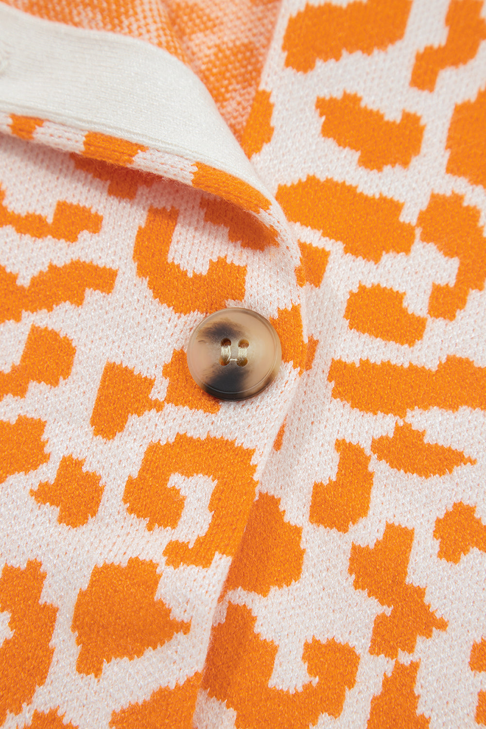 Khaki Leopard Drop Shoulder Knitted Cardigan