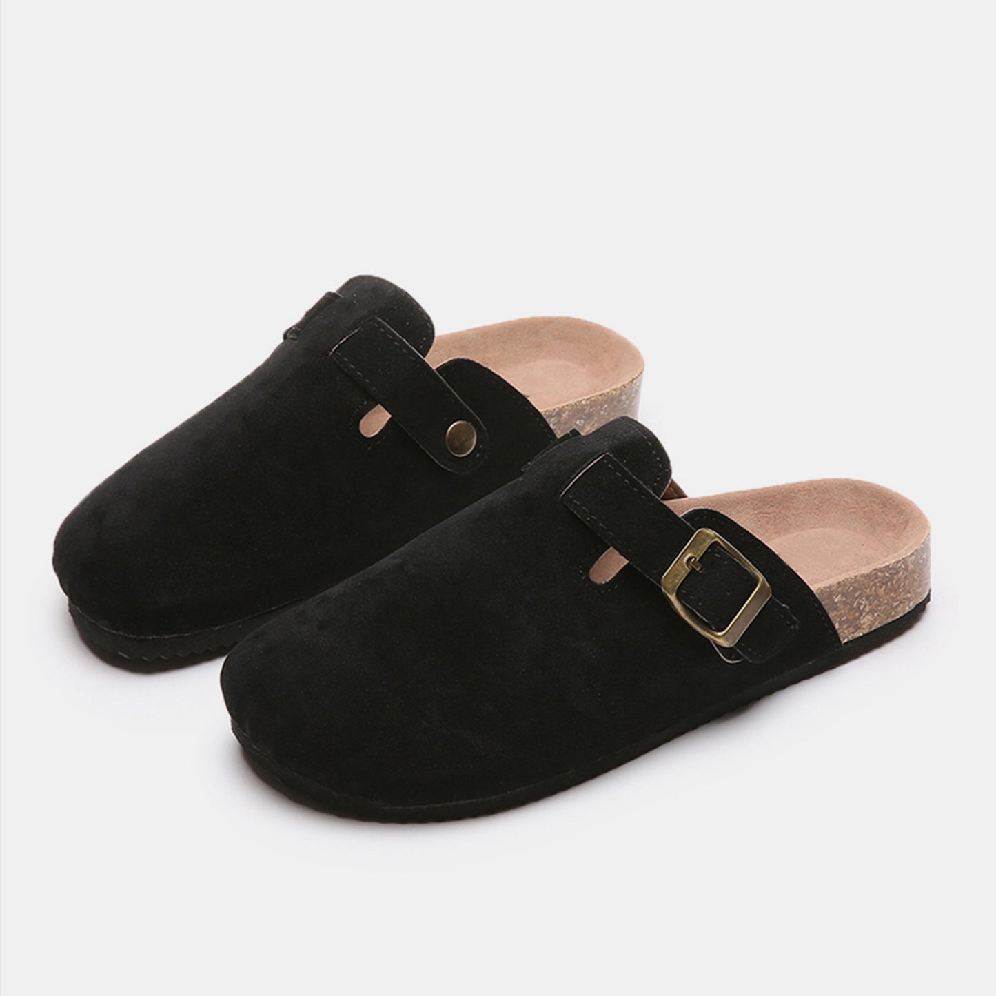 Suede Closed Toe Buckle Slide