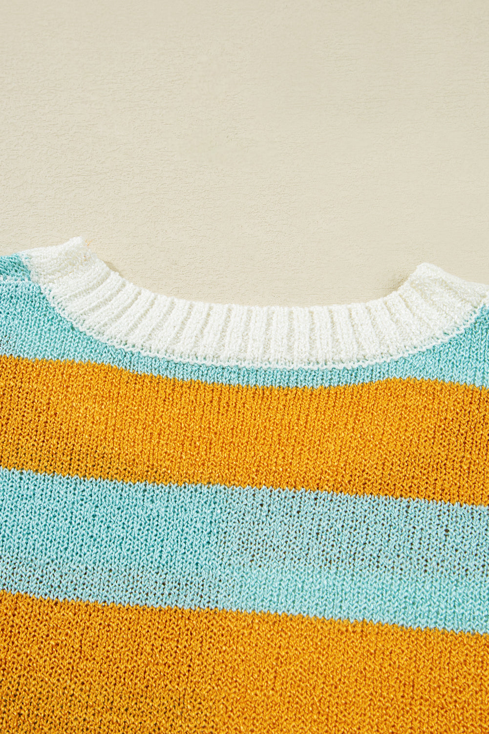 Jurassic Gold Colorblock Striped Pullover Sweater
