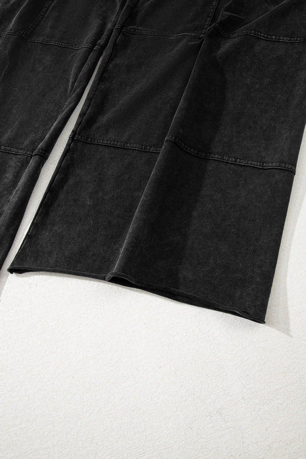 Black Mineral Wash Exposed Seam Wide Leg Cargo Pants