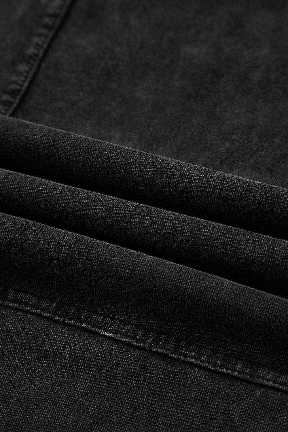 Black Mineral Wash Exposed Seam Wide Leg Cargo Pants