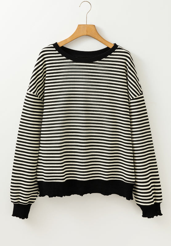 Striped Round Neck Long Sleeve Sweatshirt