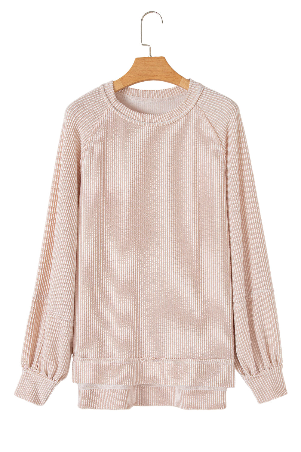 Mist Green Corded Bishop Sleeve Pullover and Ruffle Mini Skirt Set