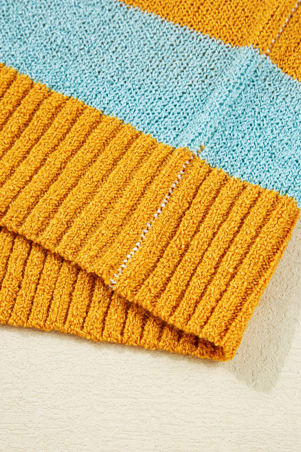 Jurassic Gold Colorblock Striped Pullover Sweater