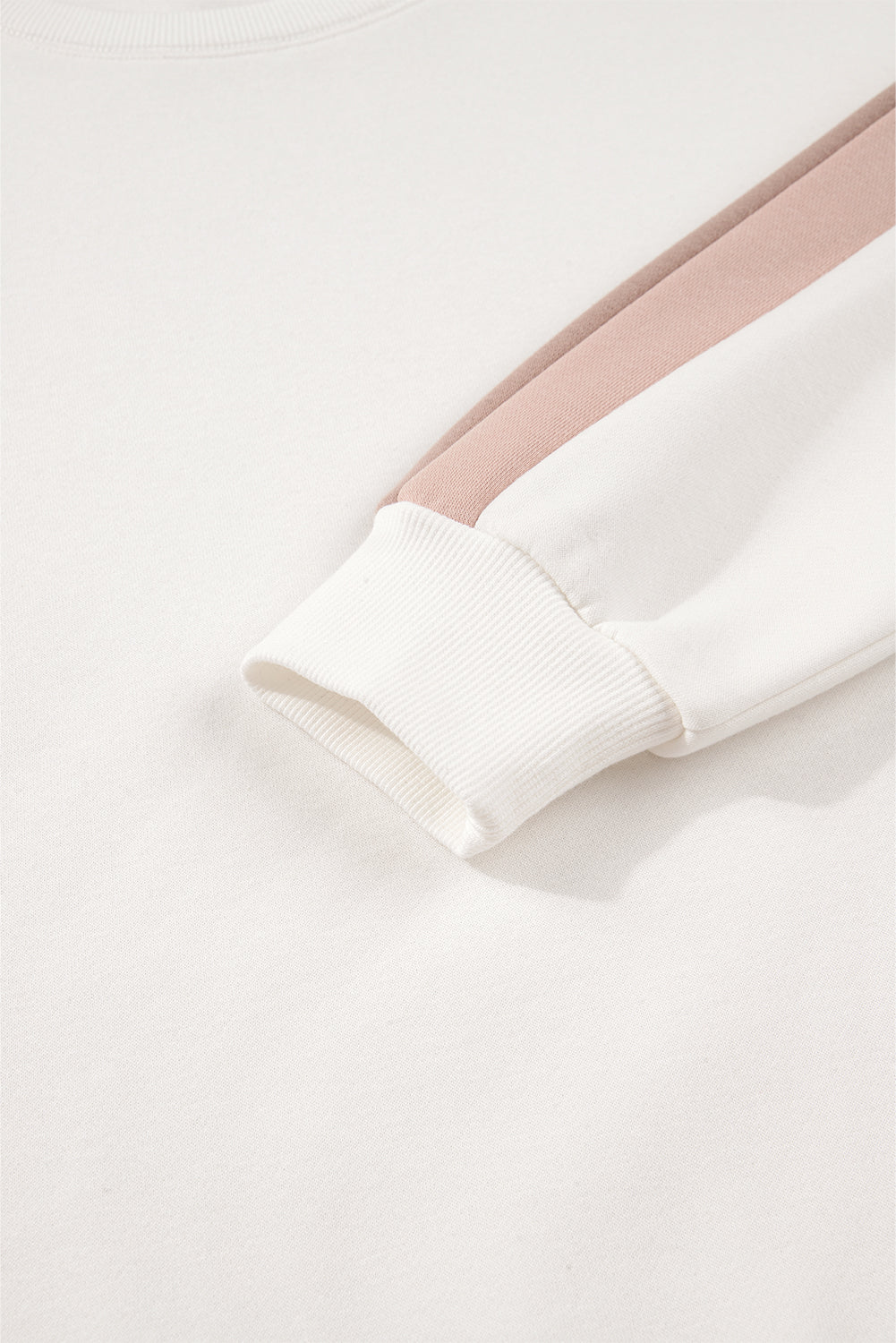 White Colorblock Patchwork Drop Shoulder Pullover Casual Shorts Outfit